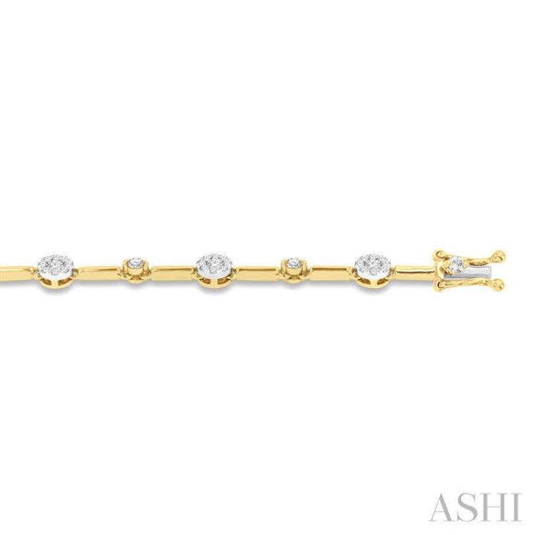 1 Ctw Lovebright Round Cut Diamond Bar Bracelet in 14K Yellow and White Gold