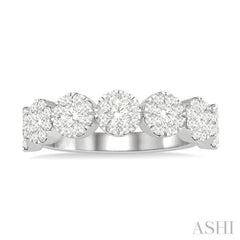 3/4 Ctw Jointed Circular Mount Lovebright Diamond Cluster Band in 14K White Gold