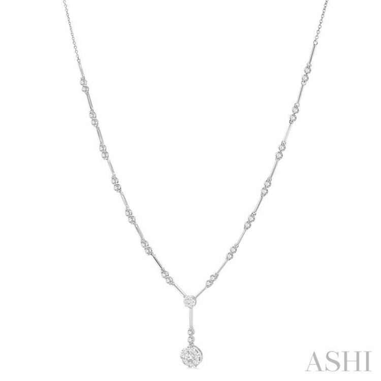 1 7/8 Ctw Circular Bar Link Lovebright Round Cut Diamond Necklace in 14K White Gold
