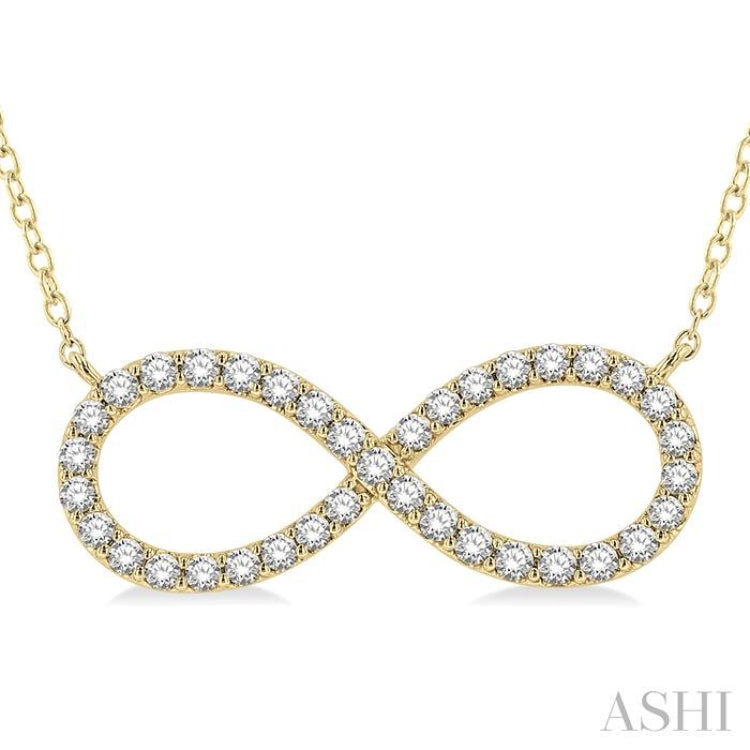 1/2 Ctw Round Cut Diamond Infinity Pendant With Chain in 14K Yellow Gold