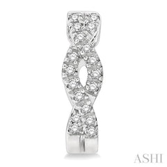 1/6 Ctw Entwined Round Cut Diamond Huggie Petite Earrings in 14K White Gold