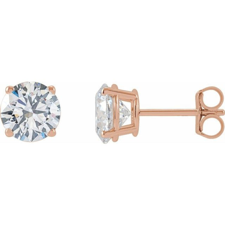 14K Rose Gold 2 CTW Lab-Grown White Diamond Earrings