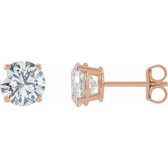 14K Rose Gold 2 CTW Lab-Grown White Diamond Earrings