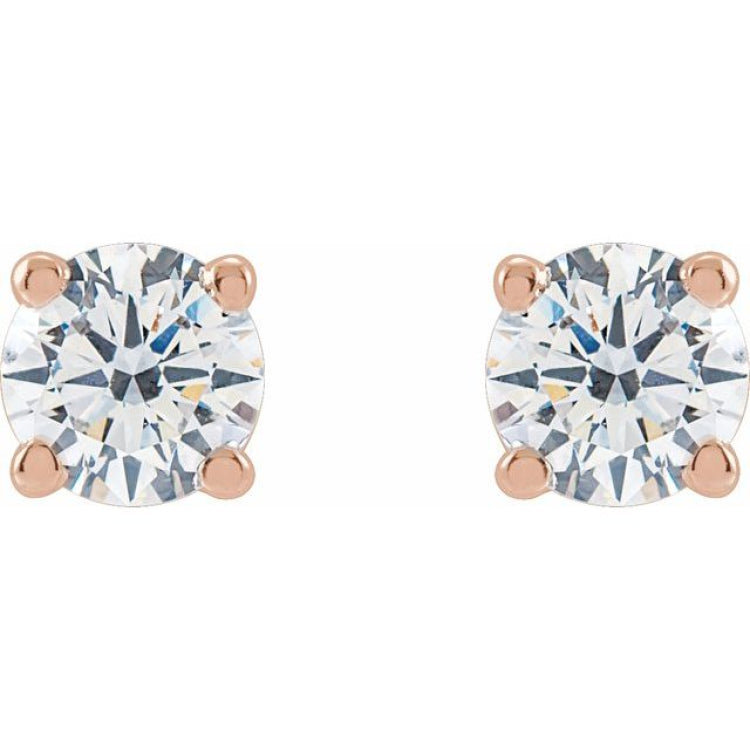 14K Rose Gold 3/4 CTW Lab-Grown White Diamond Earrings