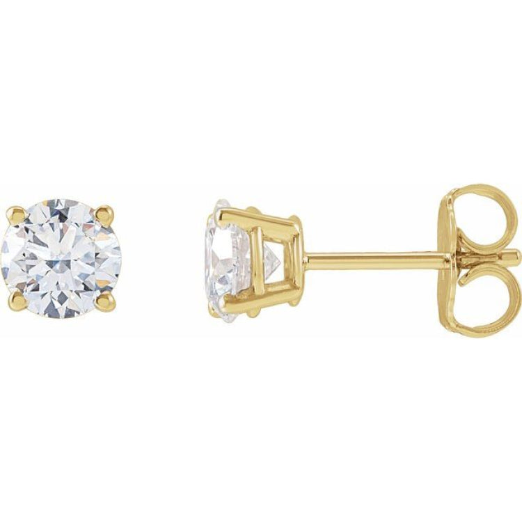 14K Yellow Gold 1 CTW Lab-Grown White Diamond Earrings