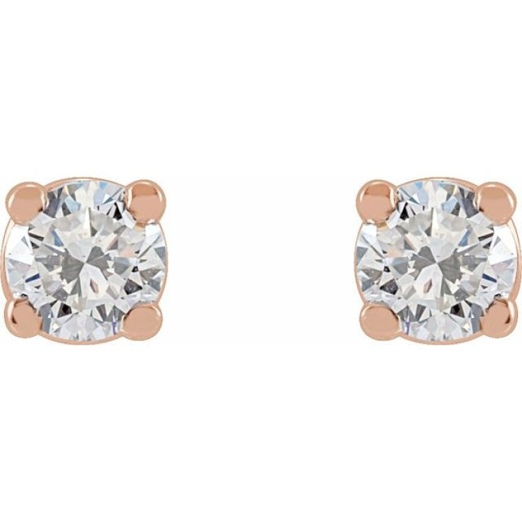 14K Rose Gold 1/8 CTW Lab-Grown White Diamond Earrings