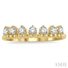 1/3 Ctw Lined Circular Mount Round Cut Diamond Fashion Stackable Band in 14K Yellow Gold
