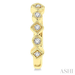 1/10 Ctw Circular & Rhombus Mount Round Cut Diamond Huggie Petite Earrings in 10K Yellow Gold