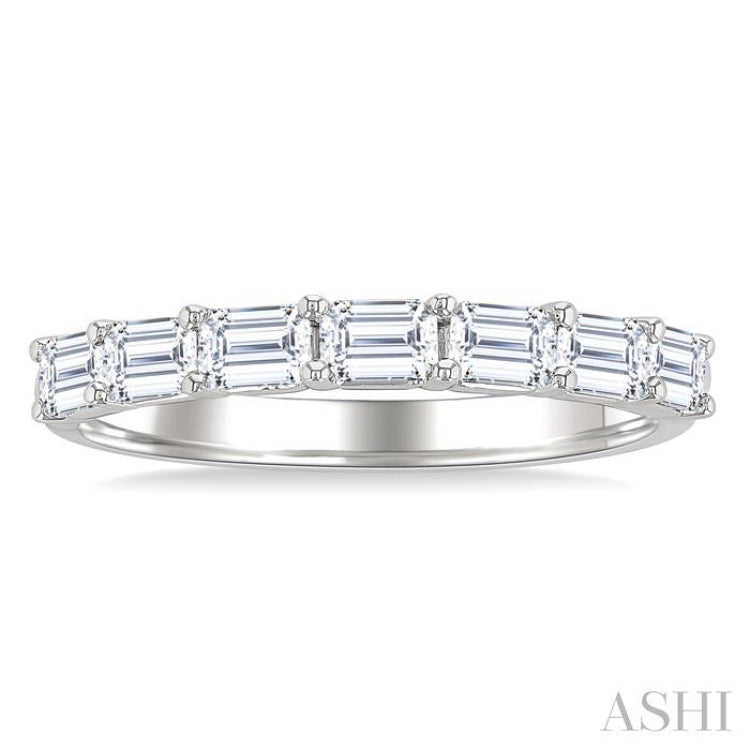 1 Ctw East-West Emerald Cut Diamond Fashion Band in 14K White Gold