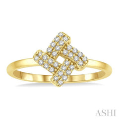 1/10 Ctw Petite Interwoven Round Cut Diamond Fashion Ring in 10K Yellow Gold