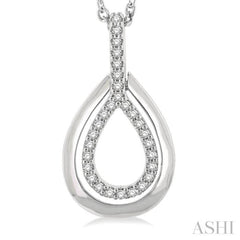 1/10 Ctw Petite Pear Shape Round Cut Diamond Fashion Pendant With Chain in 10K White Gold