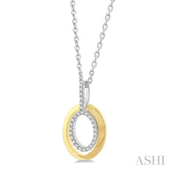 1/10 Ctw Petite Twin Oval Round Cut Diamond Fashion Pendant With Chain in 10K Yellow Gold