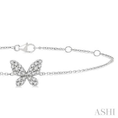1/6 Ctw Petite Butterfly Round Cut Diamond Fashion Bracelet in 10K White Gold
