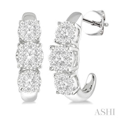 1 Ctw Lovebright Round Cut Diamond Earrings in 14K White Gold