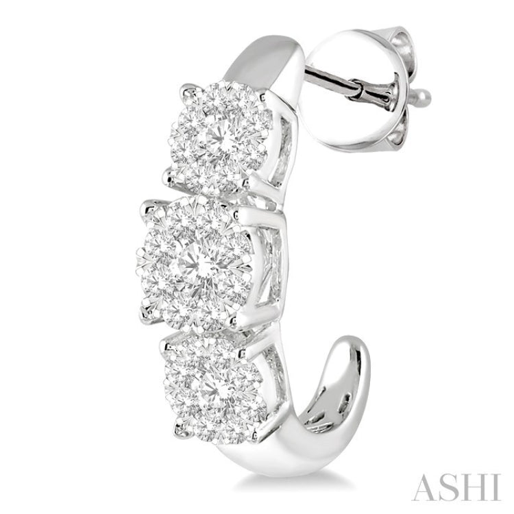 1 Ctw Lovebright Round Cut Diamond Earrings in 14K White Gold