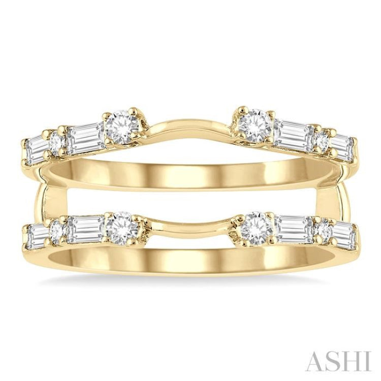5/8 Ctw Baguette and Round Cut Diamond Insert Ring in 14K Yellow Gold