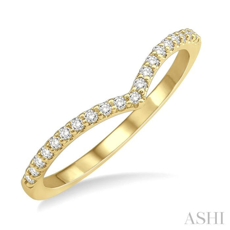 1/6 Ctw Curve V-Drop Round Cut Diamond Ladies Ring in 14K Yellow Gold