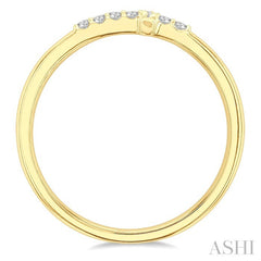 1/10 Ctw Petite Reclining Cross Round Cut Diamond Stackable Fashion Ring in 10K Yellow Gold