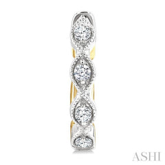 1/5 Ctw Petite Reverted Two-Tone Marquise and Hexagon Shape Round Cut Diamond Fashion Huggies in 10K White and Yellow Gold