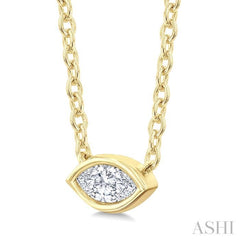1/6 Ctw Petite East-West Bezel Set Marquise Cut Diamond Fashion Pendant With Chain in 10K Yellow Gold