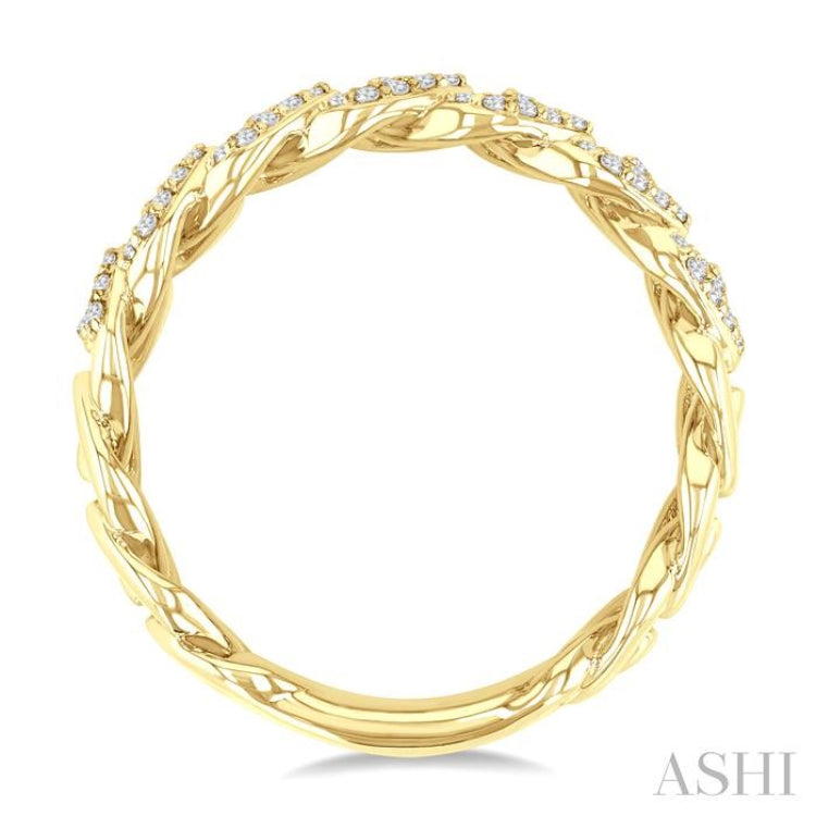 1/2 Ctw Cuban Link Round Cut Diamond Fashion Band in 14K Yellow Gold