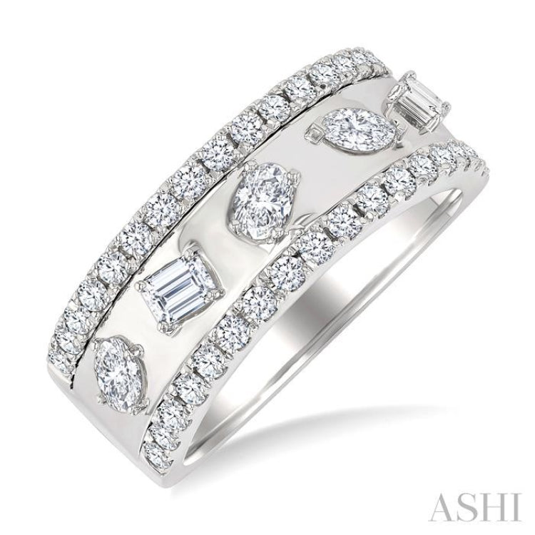 7/8 Ctw 5-Stone Mixed Shape Diamond Fashion Band in 14K White Gold