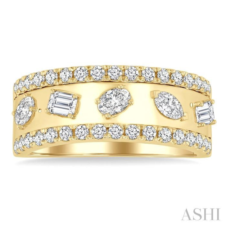 7/8 Ctw 5-Stone Mixed Shape Diamond Fashion Band in 14K Yellow Gold
