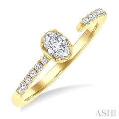 3/8 Ctw Oval and Round Cut Diamond Fashion Open Ring in 14K Yellow Gold