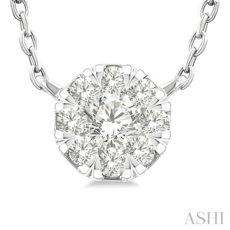 1/10 Ctw Lovebright Petite Round Shape Round Cut Diamond Fashion Pendant With Chain in 10K Yellow and White Gold