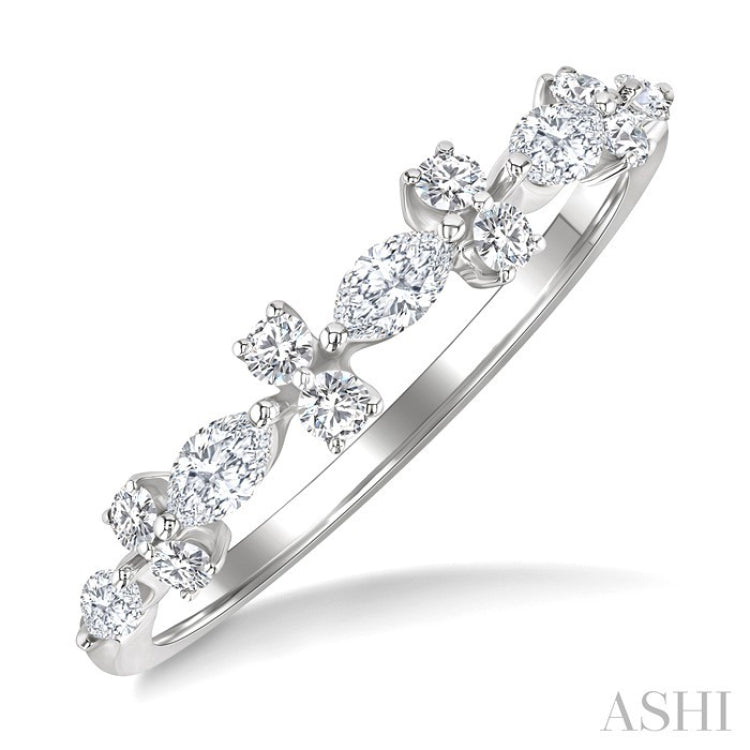 1/2 Ctw Scatter Marquise and Round Cut Diamond Fashion Band in 14K White Gold
