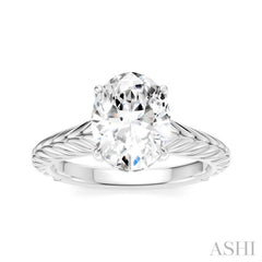 1/20 Ctw Oval Shape Round Cut Diamond Semi-Mount Engagement Ring in 14K White Gold