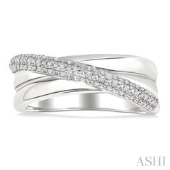 1/8 Ctw Bold Criss Cross Round Cut Diamond Fashion Band in Sterling Silver