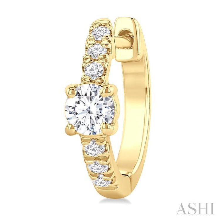 3/8 Ctw Round Shape Round Cut Diamond Fashion Huggie Petite Earrings in 14K Yellow Gold