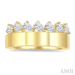 5/8 Ctw Pear Cut Diamond Bold Gold Fashion Wide Band in 14K Yellow Gold