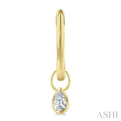 1/3 Ctw Bezel Set Pear Cut Diamond Huggie Earrings in 14K Yellow Gold