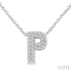 1/10 Ctw Bubble Accent Initial 'P' Round Cut Diamond Fashion Pendant With Chain in 10K White Gold